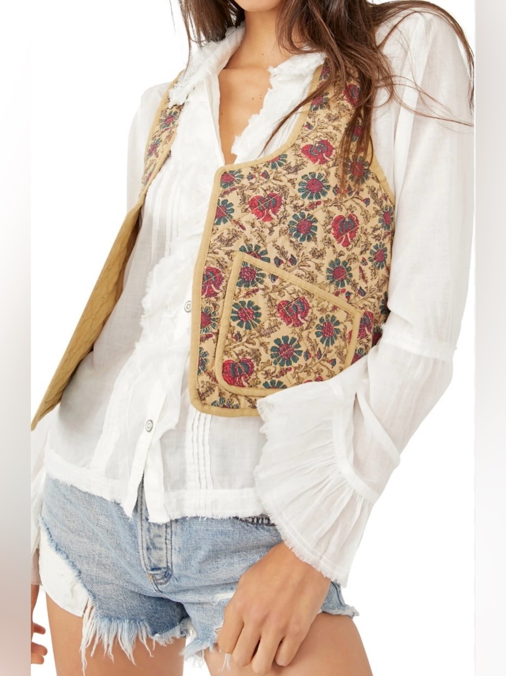 Free People Kenzie Quilted Vest size M Boho Festival Cottage - Picture 9 of 10